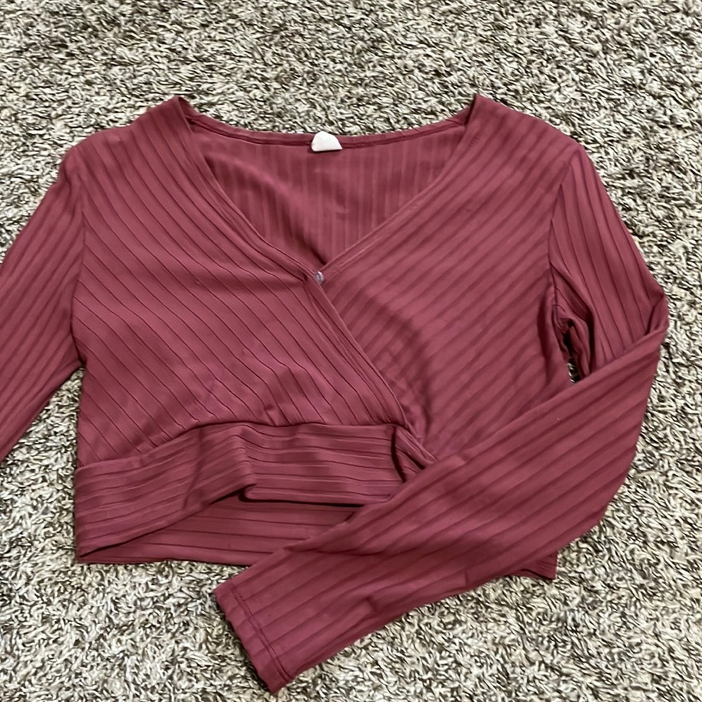 SHEIN cropped long sleeve rib knit